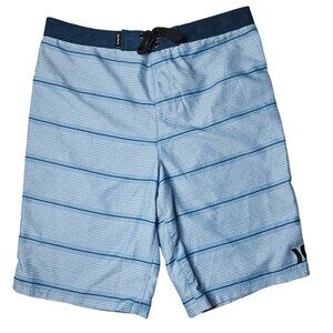 Hurley Mens Blue Striped Boardshorts Size 20X30 Swim Swimwear Trunks